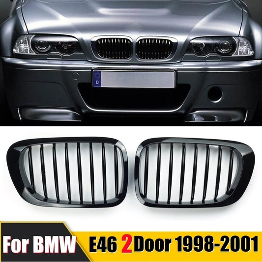 Calandre avant 1 lamelle noire brillante pour BMW Série 3 E46 Coupé 2 portes 1998-2001
